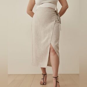 Escada Linen Wrap Midi Skirt